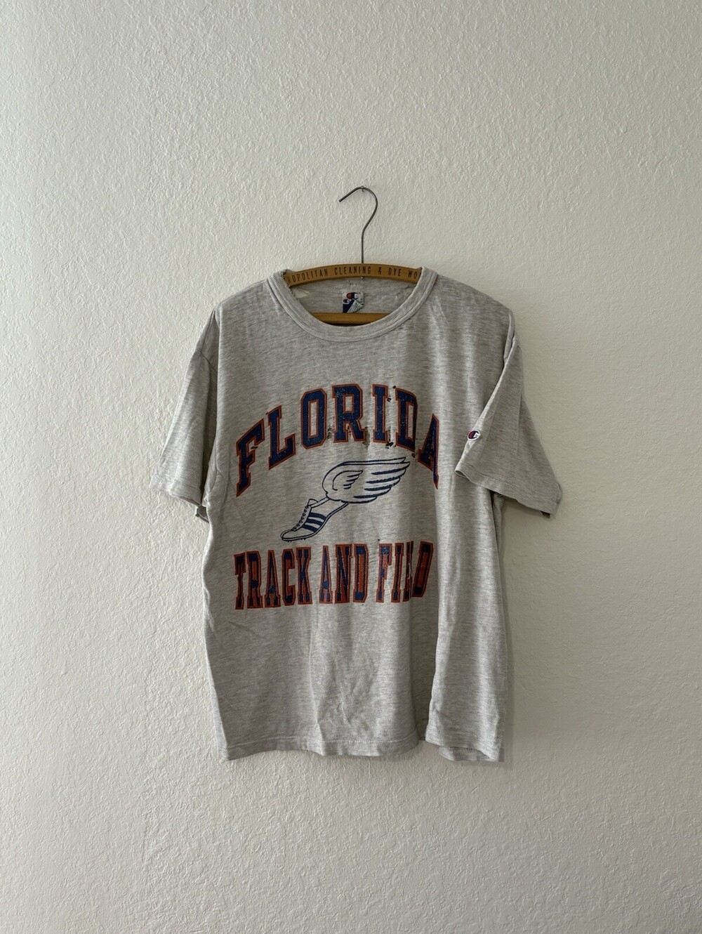 Vintage 80s Florida Gators Track And Field Distressed Champion Shirt Size Large